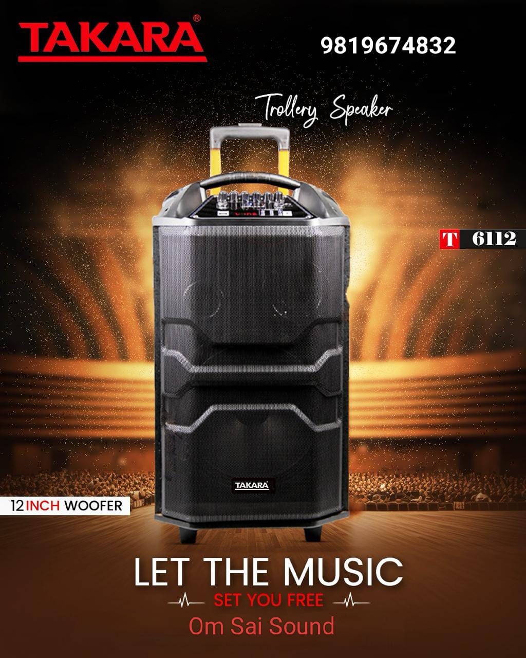 Takara T 6112 Speaker on Rent for Rs. 1000/- by Om Sai Sound